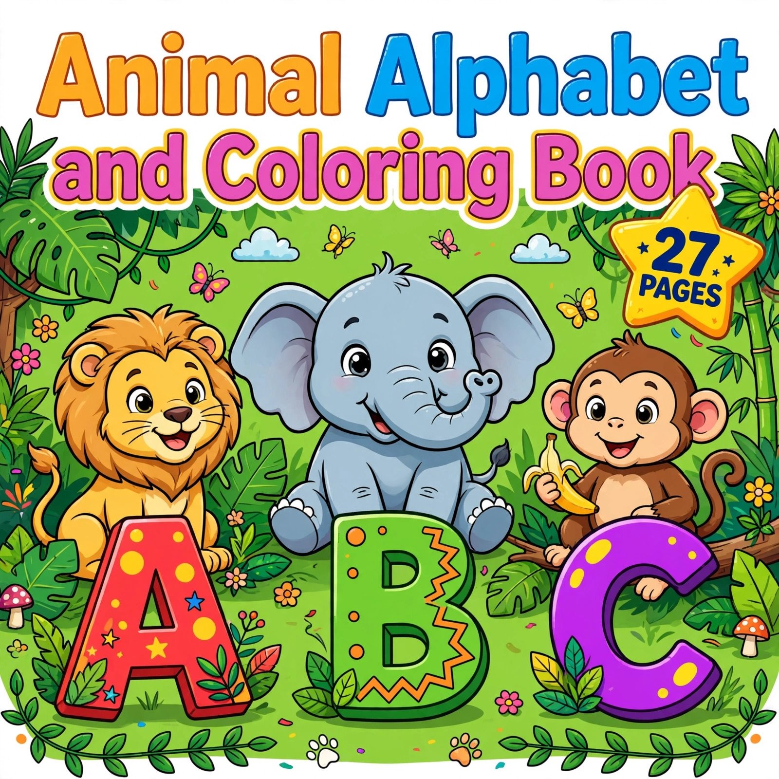 Animal Alphabet and Coloring Book for Kids cover