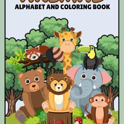 Animal alphabet and coloring book for kids cover