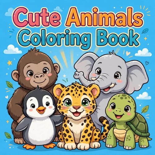 Cute Animals Coloring Book for Kids cover