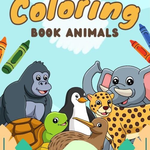 Cute animals coloring book for kids cover