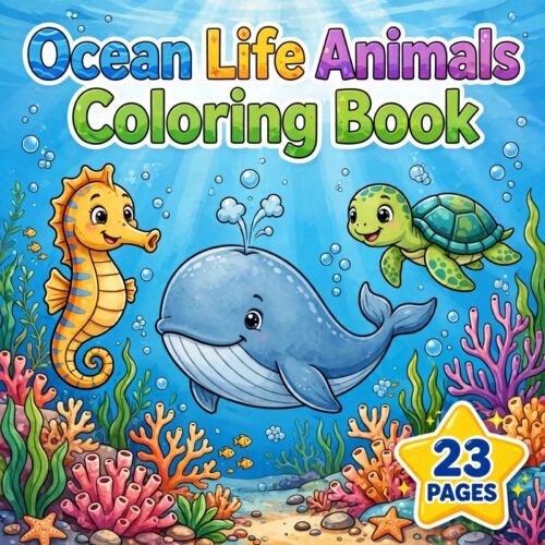 Ocean Life Animals Coloring Book cover