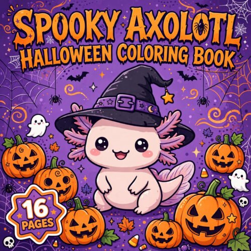 Spooky Axolotl Halloween Coloring Book cover