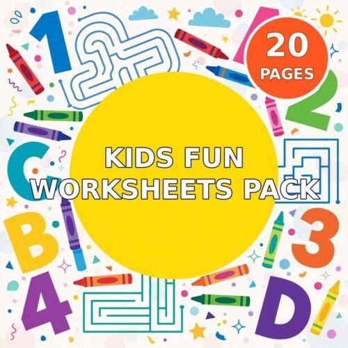 Kids fun worksheets activity pack cover