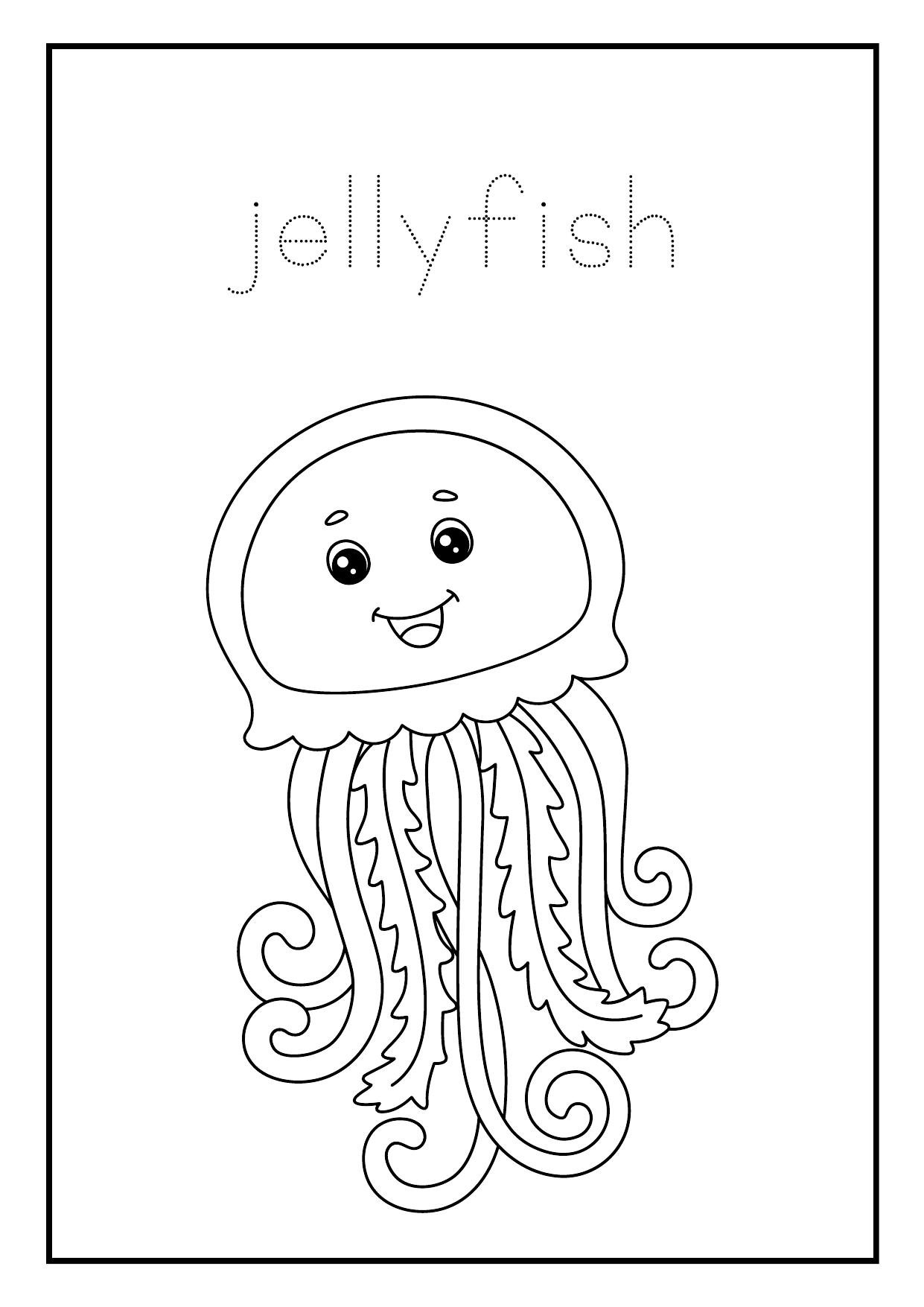 Ocean life coloring book inside preview page