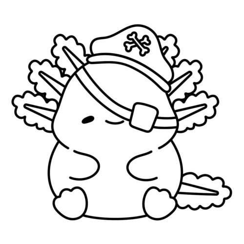 Spooky axolotl coloring book inside preview page