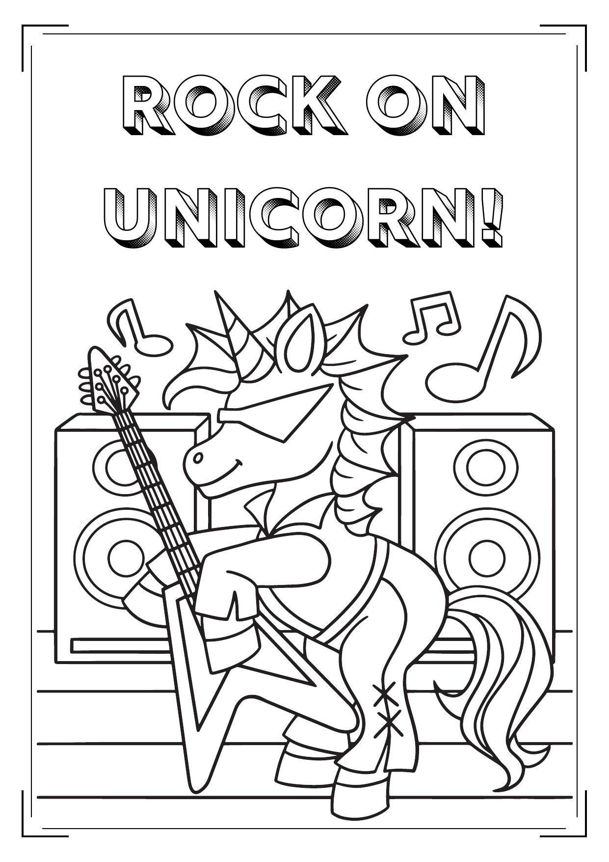 Unicorn coloring book inside preview page