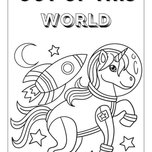 Unicorn coloring book inside preview page